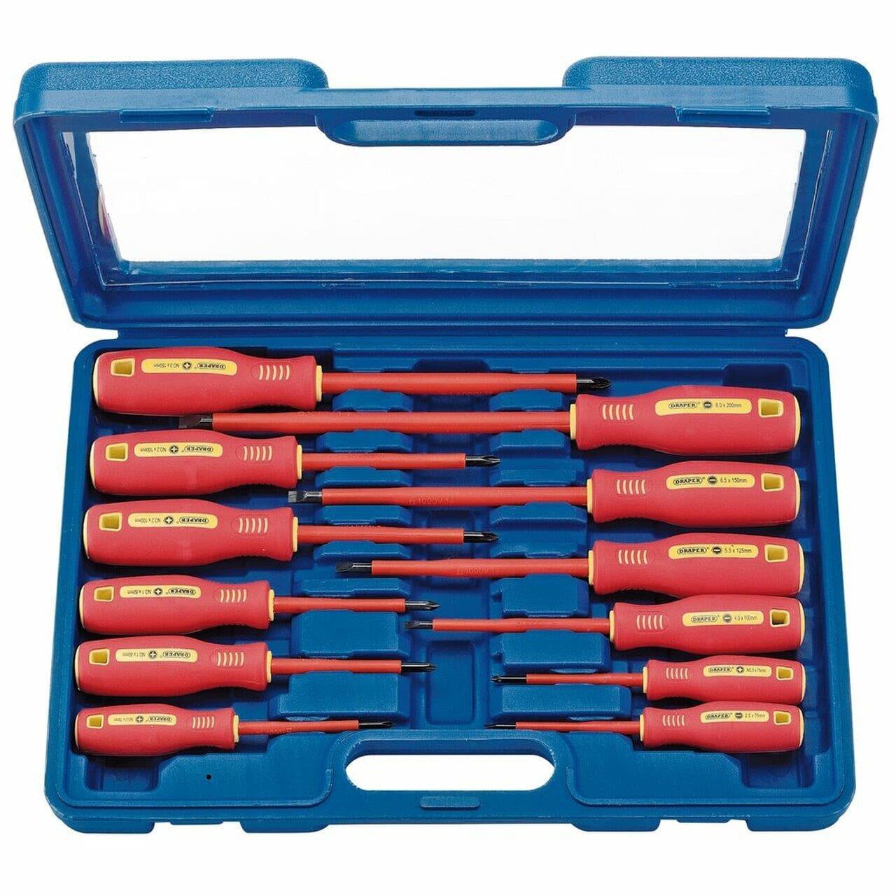 Draper 12pc Fully Insulated VDE Electricians Screwdriver Set 46541 - Tools 2U Direct SW