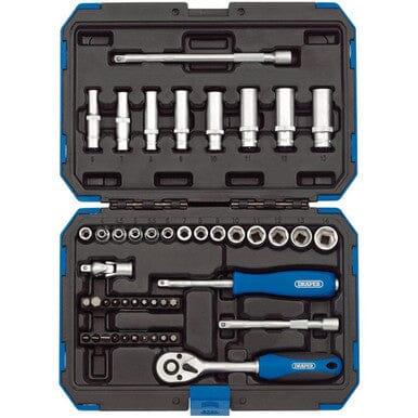 Draper 47PC 1/4" Drive Metric Standard / Deep Socket & Bit Set 4-14mm 16355 - Tools 2U Direct SW