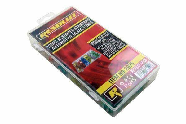 RESOLUT 120 Piece Assorted Standard Automotive Blade Fuses 2975 - Tools 2U Direct SW
