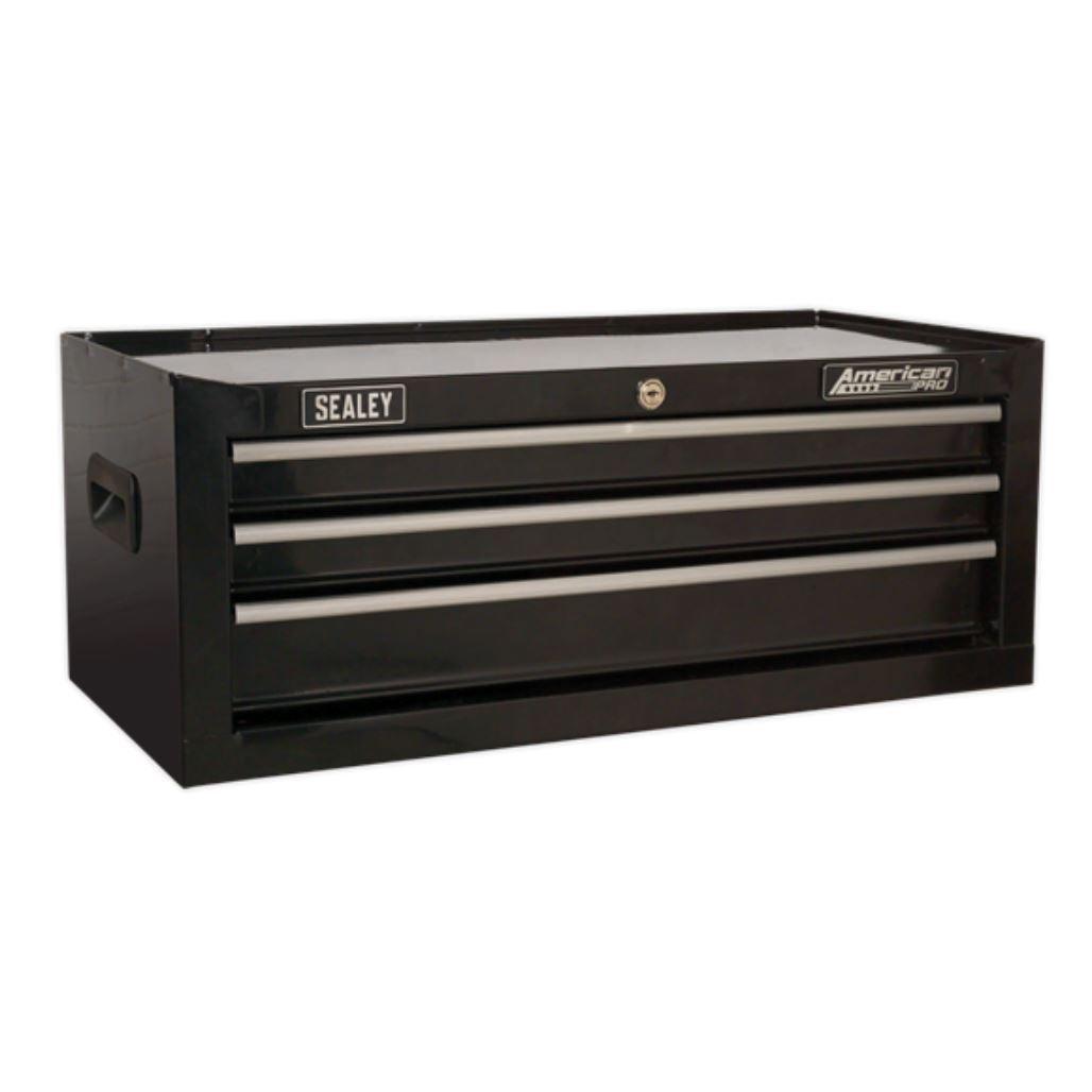 Sealey American Pro Mid-Box 3 Drawer with Ball-Bearing Slides - Black AP223B - Tools 2U Direct SW