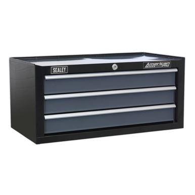 Sealey American Pro Mid-Box 3 Drawer with Ball Bearing Slides - Black/Grey AP3503TB - Tools 2U Direct SW