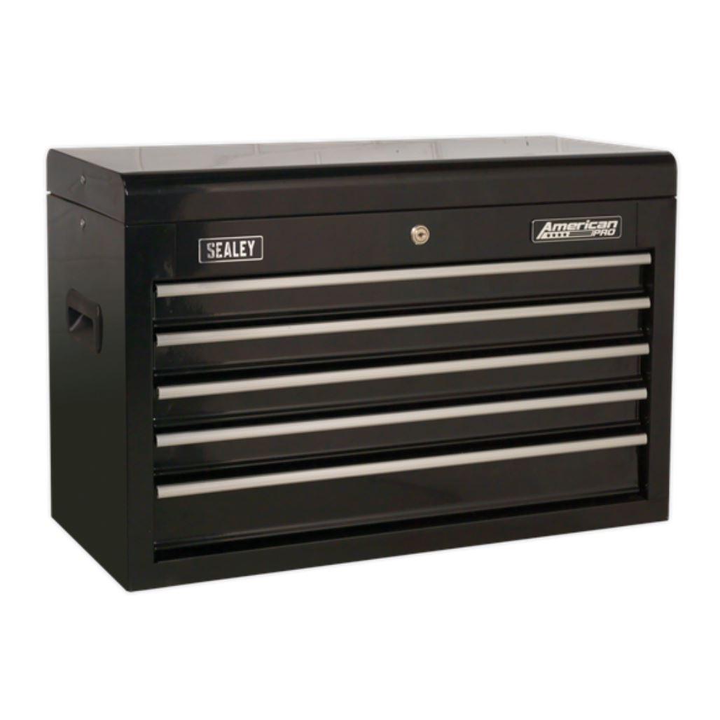 Sealey American PRO Topchest 5 Drawer with Ball-Bearing Slides - Black AP225B - Tools 2U Direct SW