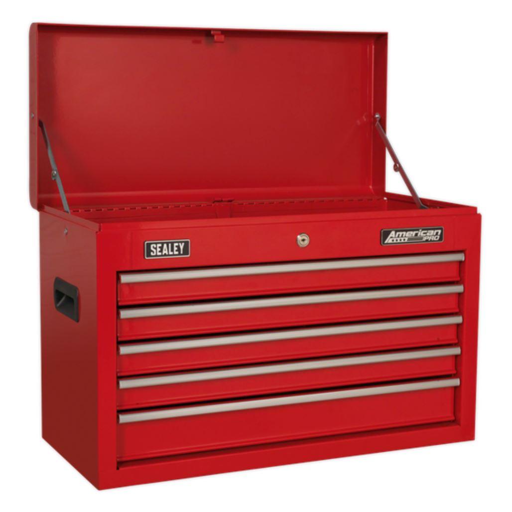 Sealey American PRO Topchest 5 Drawer with Ball-Bearing Slides - Red AP225 - Tools 2U Direct SW