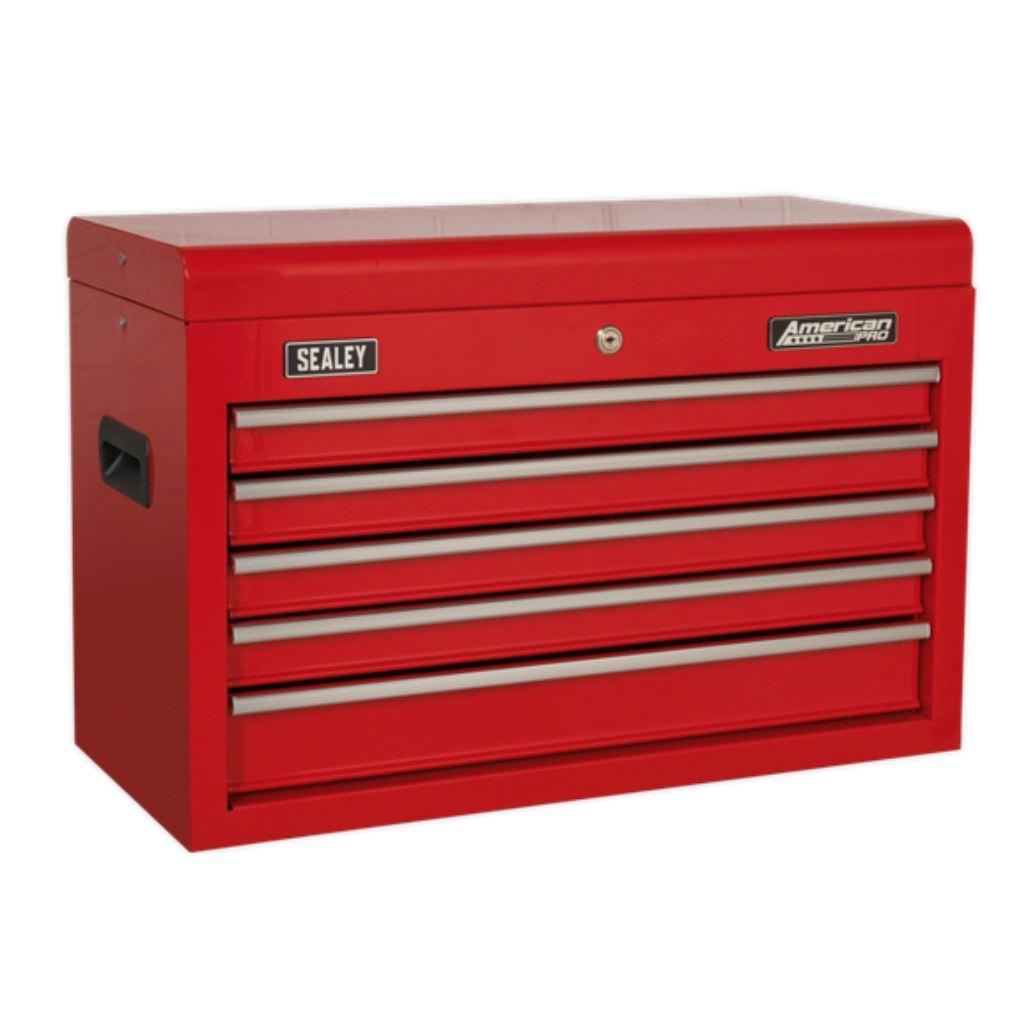 Sealey American PRO Topchest 5 Drawer with Ball-Bearing Slides - Red AP225 - Tools 2U Direct SW