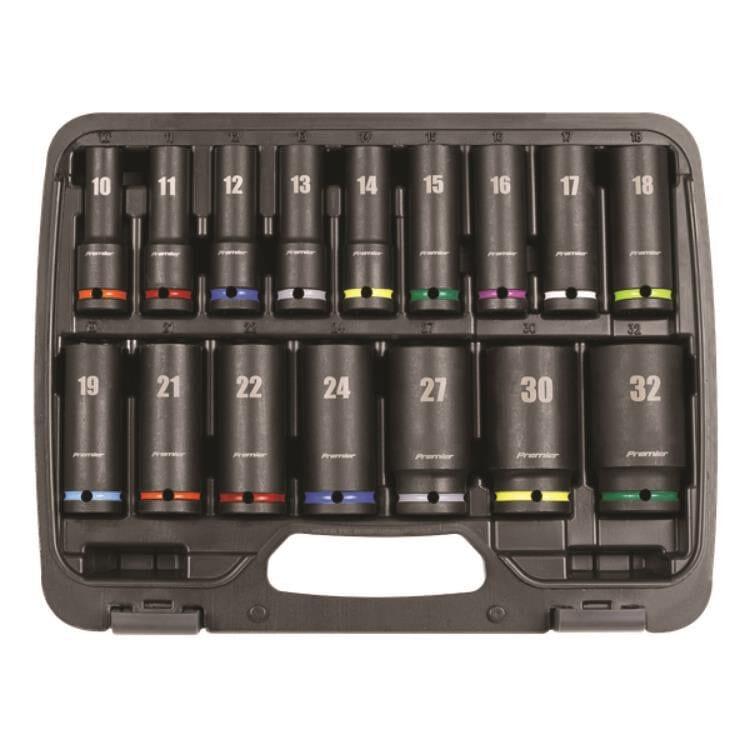 Sealey Premier 16pc 1/2" Sq Drive Impact Socket Set Metric 10 - 32mm AK5818M - Tools 2U Direct SW