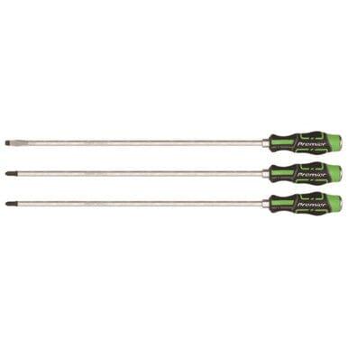 Sealey Premier 3pc 450mm Extra-Long Hammer-Thru Screwdriver Set Hi-Vis Green AK4942HV - Tools 2U Direct SW