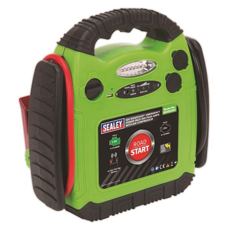 Sealey RoadStart® Emergency Jump Starter with Air Compressor 12V 900 Peak Amps RS1322HV - Tools 2U Direct SW