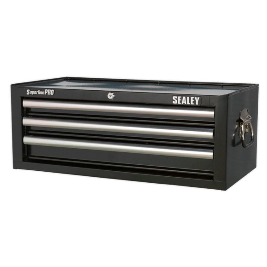 Sealey Superline PRO Mid-Box 3 Drawer with Ball Bearing Slides - Black AP33339B - Tools 2U Direct SW