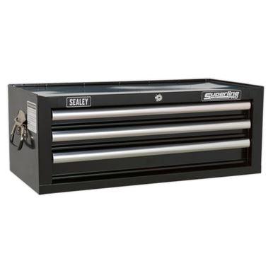 Sealey Superline PRO Mid-Box 3 Drawer with Ball Bearing Slides - Black AP33339B - Tools 2U Direct SW