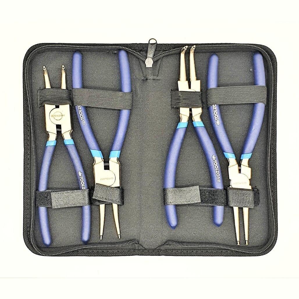 Toolzone 4PC 9" NI-FE Finish Circlip Pliers Set In Zip Case PL139 - Tools 2U Direct SW