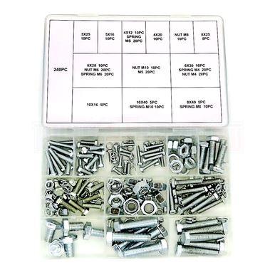 Toolzone Assorted Metric Nuts, Bolts & Washers 240PC, M4, M5, M6, M8, M10 HW042 - Tools 2U Direct SW
