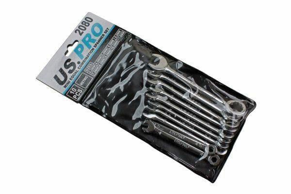 US PRO 10 Piece Metric Mini Equal Combination Spanner Set 4 - 11mm 2080 - Tools 2U Direct SW