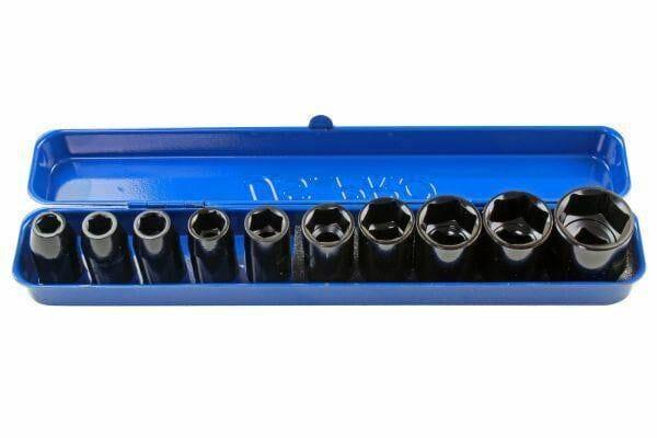 US PRO 10PC 1/2" DR Shallow Impact Metric Socket Set 9 - 27mm 1396 - Tools 2U Direct SW