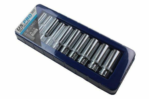 US PRO 10pc 3/8'' DR Deep Sockets Set 10 - 19mm 3237 - Tools 2U Direct SW