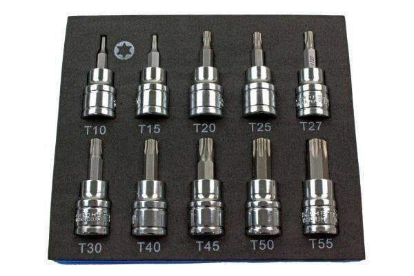 US PRO 10pc 3/8dr Torx / Star Bit Socket Set 48mm (L) T10 TO T55 2066 - Tools 2U Direct SW