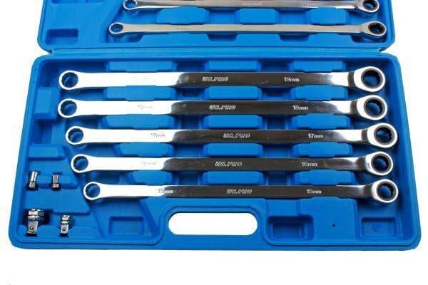 US PRO 10pc Extra Long Double Ring Single Gear Ratchet Spanner Wrench Set 8 - 19mm 3224 - Tools 2U Direct SW