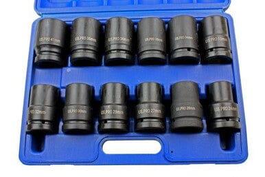 US PRO 12pc 1" dr 6pt Metric Deep Impact Sockets Set 24 - 41mm 2096 - Tools 2U Direct SW