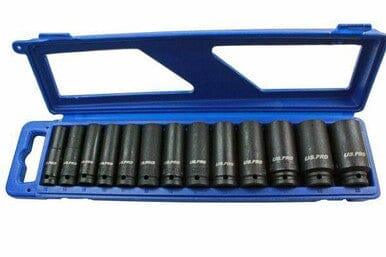 US PRO 13pc 1/2 dr 6pt Deep Impact Sockets Metric 13 - 32mm 1397 - Tools 2U Direct SW