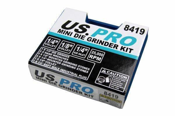 US PRO 15pc MINI 1/4" AIR DIE GRINDER SET 8419 - Tools 2U Direct SW