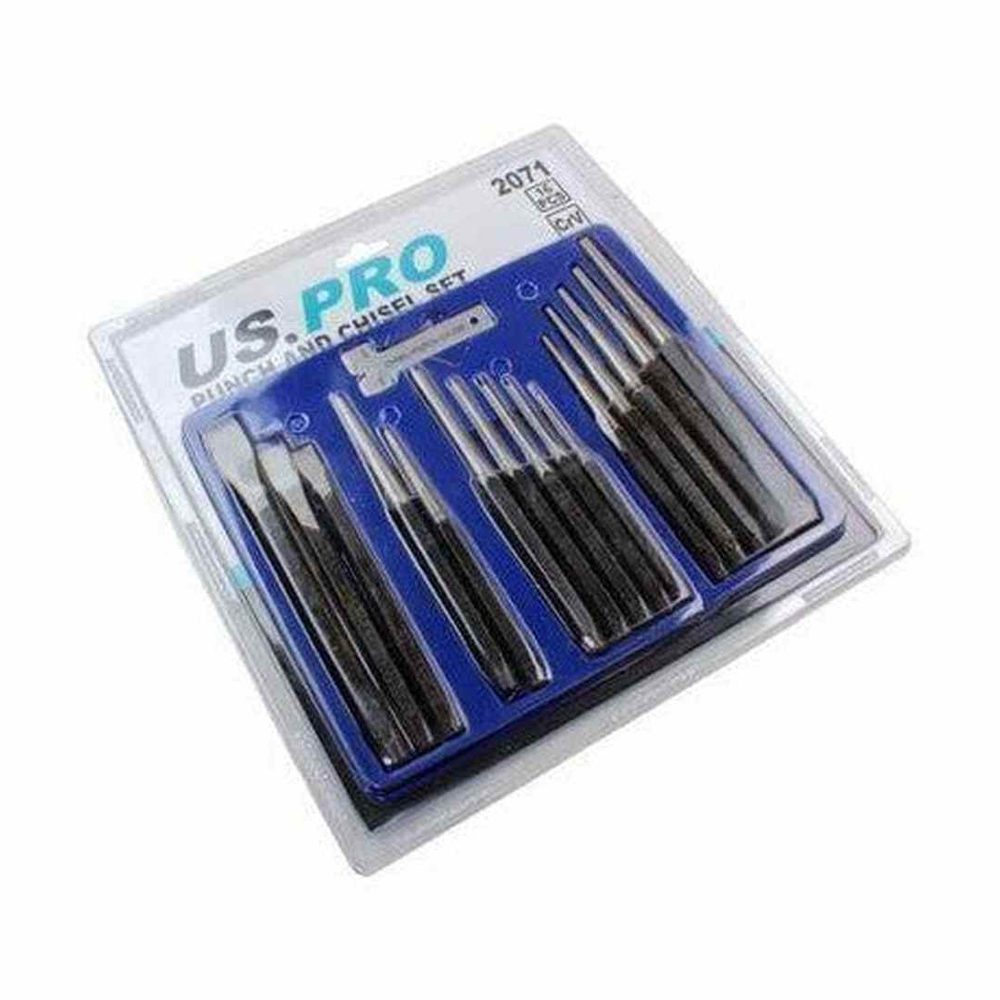 US PRO 16pc Punch & Chisel Set Cold Chisels Center Punch PIN Punch Taper Punch 2071 - Tools 2U Direct SW