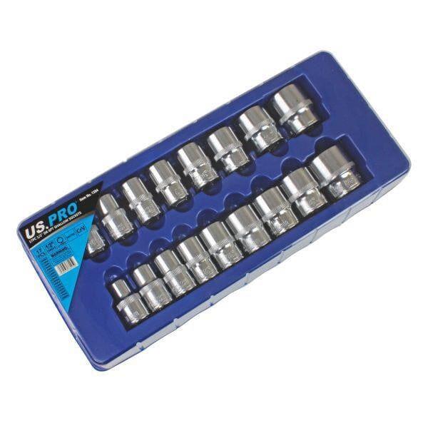 US PRO 17pc 1/2 dr Shallow Sockets 6 point 10-30mm 1394 - Tools 2U Direct SW