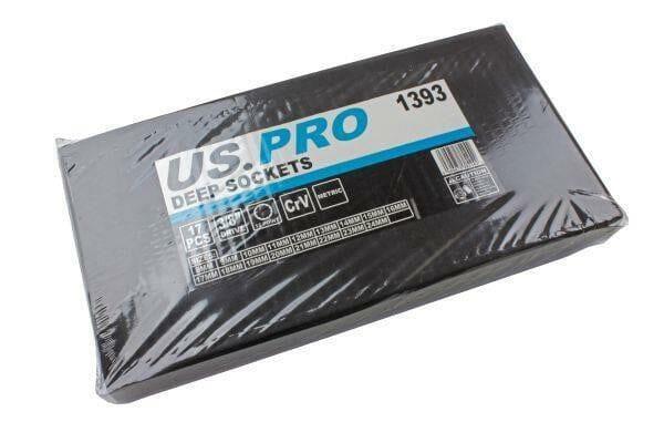 US PRO 17pc 3/8 dr Deep Sockets 12 point 8 - 24mm 1393 - Tools 2U Direct SW