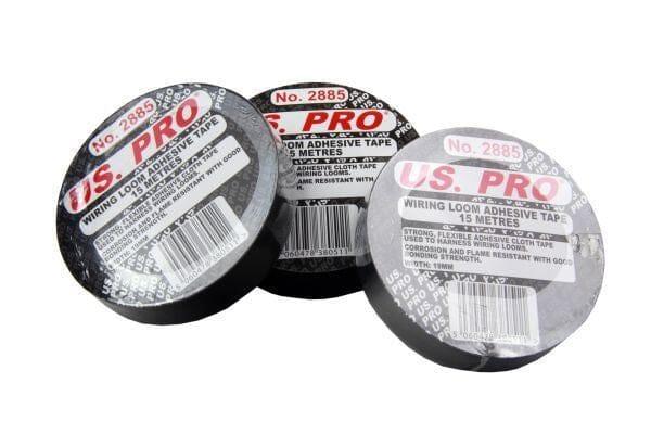 US Pro 19mm Wiring Loom Adhesive Cloth Tape 15 Meters X 10 B2885 - Tools 2U Direct SW
