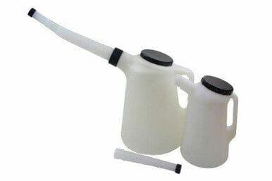 US PRO 2 Piece Fuel Oil Measuring Jug Set With Lids And Spout 2L & 5L 3245 - Tools 2U Direct SW