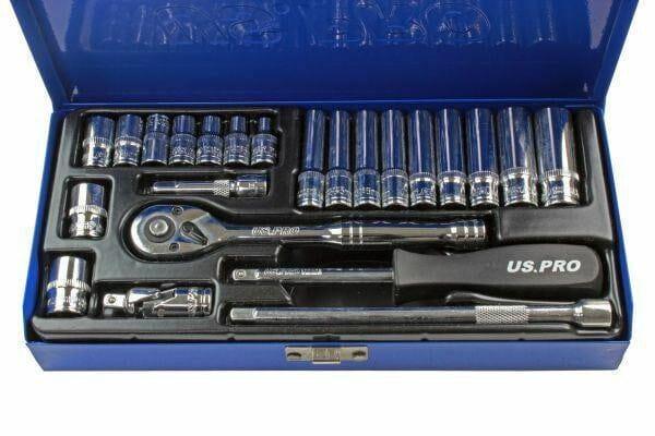 US PRO 24pc 1/4 Dr 6 Point Metric Socket Set 4 - 13mm 3253 - Tools 2U Direct SW