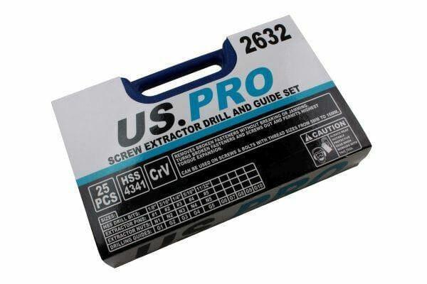 US PRO 25PC Screw Extractor Drill & Guide Set 2632 - Tools 2U Direct SW