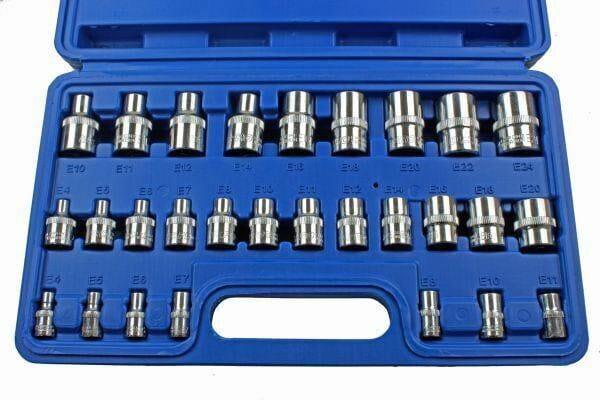 US PRO 28pc 1/4" 3/8" 1/2" E-Torx Star Socket Set E4 - E24 3254 - Tools 2U Direct SW