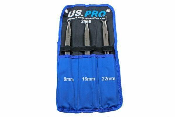 US PRO Tools 3 Pz Pinze Naso Lungo Doppio Snodo, Set Pinze 45 - Foto 2