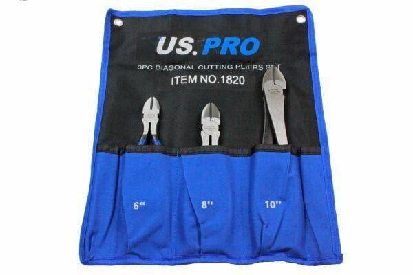 US PRO 3pc Diagonal Side Cutting Plier Set 6", 8", 10" 1820 - Tools 2U Direct SW