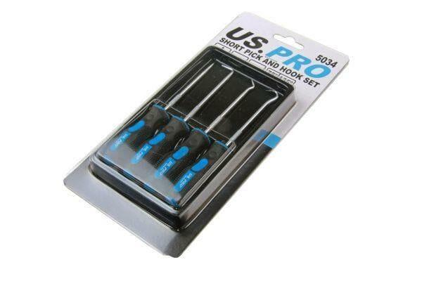 US PRO 4pc Short Mini Pick & Hook Set 5034 - Tools 2U Direct SW