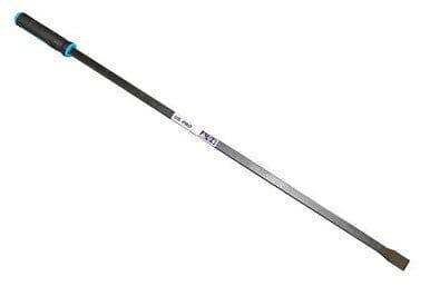 Straight pry bar with black handle and flat chisel tip, heavy-duty hand tool for demolition