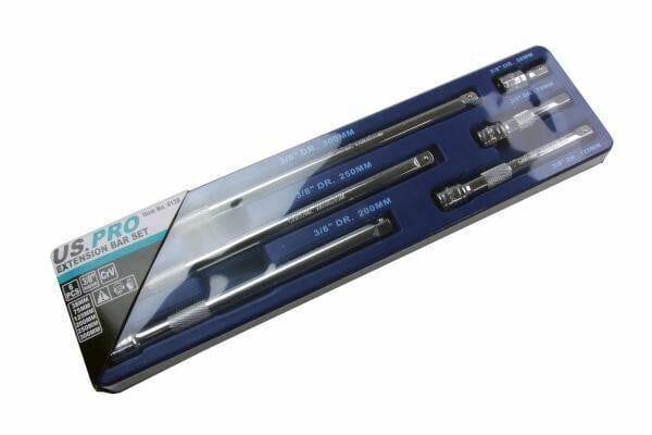 US PRO 6PC 3/8" DR. EXTENSION BAR SET 38, 75, 125, 200, 250, 300mm 4138 - Tools 2U Direct SW