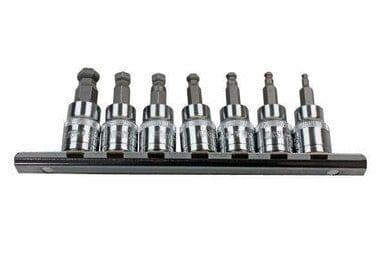 US PRO 7PC 3/8" DR Ball End Hex / Allen Bit Sockets On Rail L: 48mm 2220 - Tools 2U Direct SW