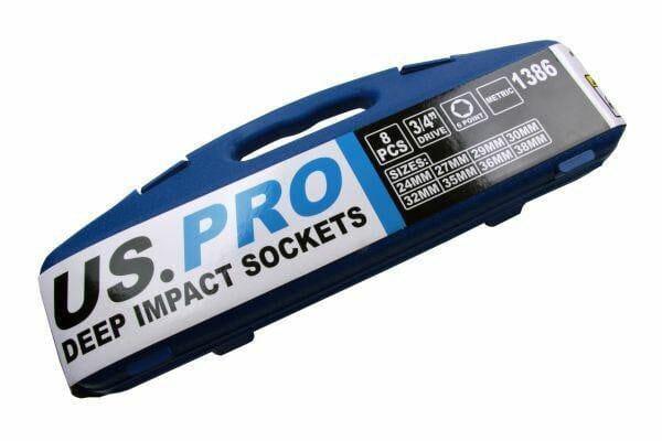 US PRO 8pc 3/4" Drive Deep Impact Sockets 24, 27, 29, 30, 32, 35, 36, 38mm 1386 - Tools 2U Direct SW