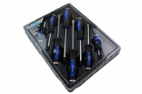 US PRO 8pc Go-Through Screwdriver Set Phillips & Slotted 1605 - Tools 2U Direct SW