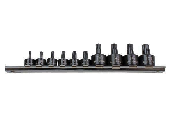 US PRO INDUSTRIAL 10pc 1/4 3/8" dr Stubby Impact Torx Bit Socket Set T10 - T50 3421 - Tools 2U Direct SW