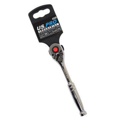 US PRO INDUSTRIAL 1/4" Drive 90T Ratchet With Straight Metal Handle 4225 - Tools 2U Direct SW