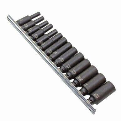 US PRO INDUSTRIAL 14pc 1/4" DR 6pt Deep Impact Sockets 4-15mm On Storage Rail 3479 - Tools 2U Direct SW