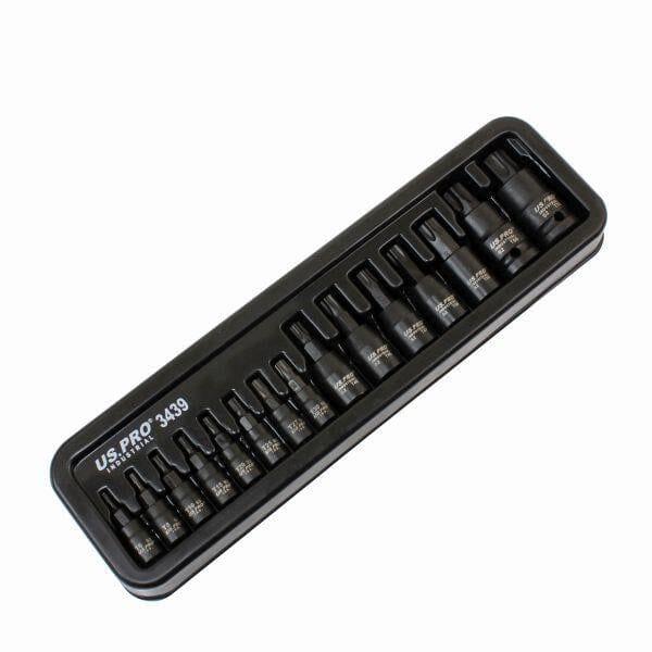 US PRO INDUSTRIAL 15pc Impact Torx Bit Socket Set 1/4,3/8,1/2" Drive T6-T70 3439 - Tools 2U Direct SW