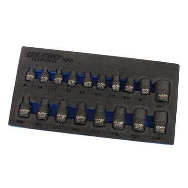 US PRO INDUSTRIAL 18pc 3/8" & 1/2" dr Impact E-Torx E-Star Sockets Set E5 - E24 3919 - Tools 2U Direct SW