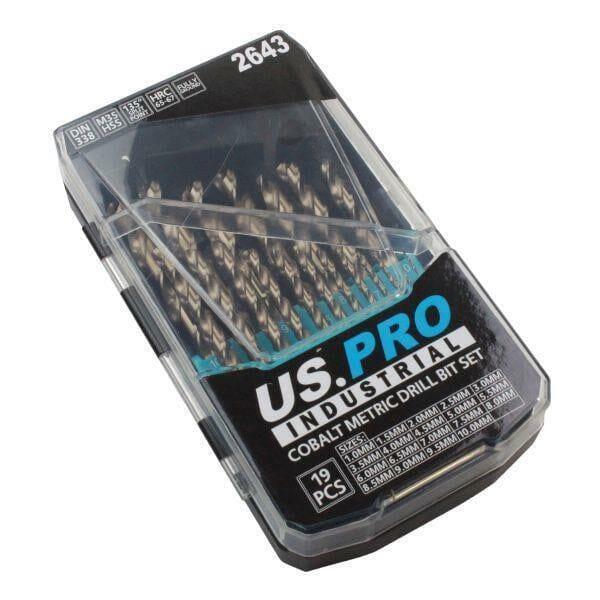 US PRO INDUSTRIAL 19pc HSS Cobalt Metric Drill Bit Set 1 - 10mm 2643 - Tools 2U Direct SW