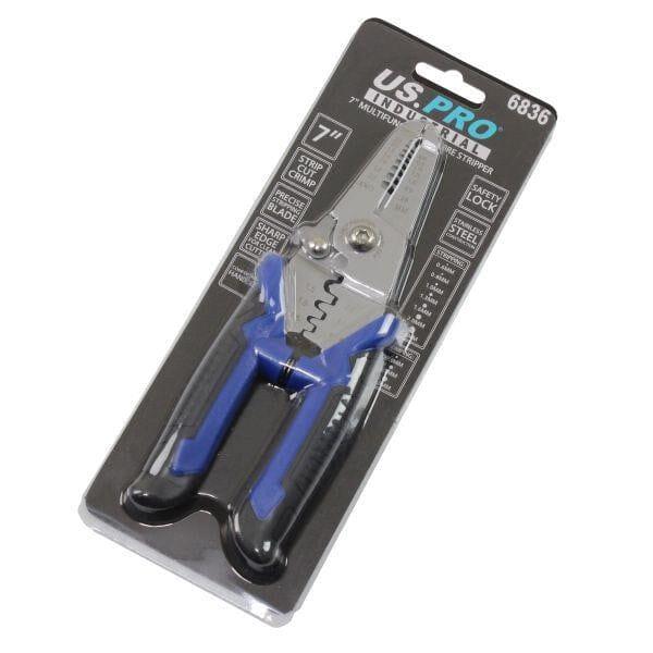 US PRO INDUSTRIAL 7" Multi Functional Wire Stripper Cutter Crimper 0.6 To 2.6mm 6836 - Tools 2U Direct SW