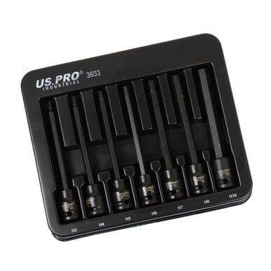 US PRO Industrial 7pc 3/8" DR Extra Long Impact Hex Bit Socket Set H3 - H10 3653 - Tools 2U Direct SW