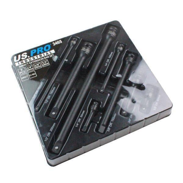 US PRO INDUSTRIAL 9pc Impact Extension Bar Set 1/4", 3/8", 1/2" Drive 3465 - Tools 2U Direct SW