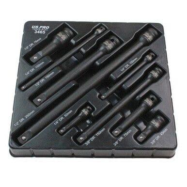 US PRO INDUSTRIAL 9pc Impact Extension Bar Set 1/4", 3/8", 1/2" Drive 3465 - Tools 2U Direct SW