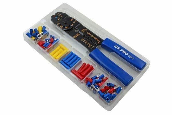 US PRO Tools 101 Piece Crimping Tool & Terminal Set - Terminal Connector Set 6813 - Tools 2U Direct SW